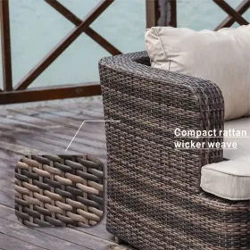 Direct Wicker 5-Piece Outdoor Wicker Sofa Daybed Set Patio Furniture Sunbed (Color: Gray)