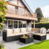 Pamapic Rattan Outdoor Sectional Couch Set (7 Pieces)