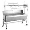 Rotisserie Grill, 38W BBQ Outdoor Pig & Lamb Spit Roaster, Charcoal Spit Roaster with 132 LBS Capacity, Wheels & 4-Level Height