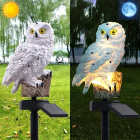 Solar Owl Garden Light Owl Solar Lamp Parrot Lawn Light Solar Lights Outdoor Solar Light Animal Pixie Lawn Lamp Waterproof Decor (Ships From: China, Emitting Color: White)