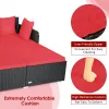 Spacious Outdoor Rattan Daybed with Upholstered Cushions and Pillows