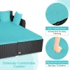 Spacious Outdoor Rattan Daybed with Upholstered Cushions and Pillows