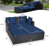 Spacious Outdoor Rattan Daybed with Upholstered Cushions and Pillows