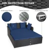 Spacious Outdoor Rattan Daybed with Upholstered Cushions and Pillows
