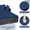 Spacious Outdoor Rattan Daybed with Upholstered Cushions and Pillows